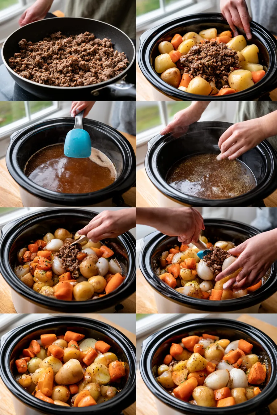 simple slow cooker stew with ground beef