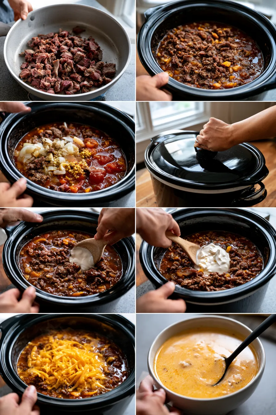 slow cooker bacon cheeseburger soup