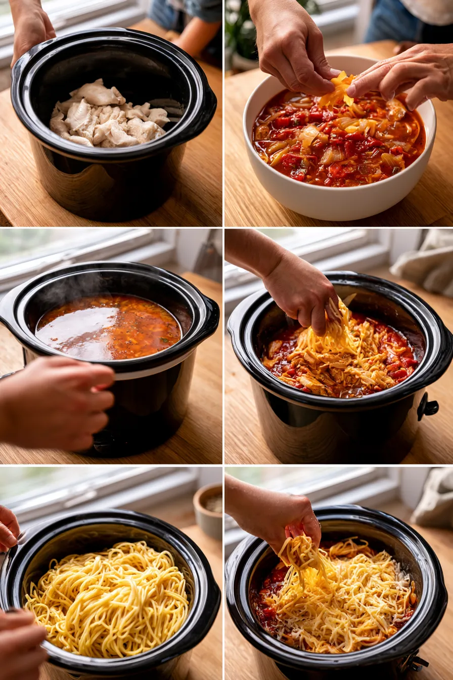 ultimate crock pot chicken spaghetti